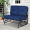 Outdoor Olefin Fabric Glider Bench with Cushions 2-Seat Patio Loveseat Rocker and Steel Frame